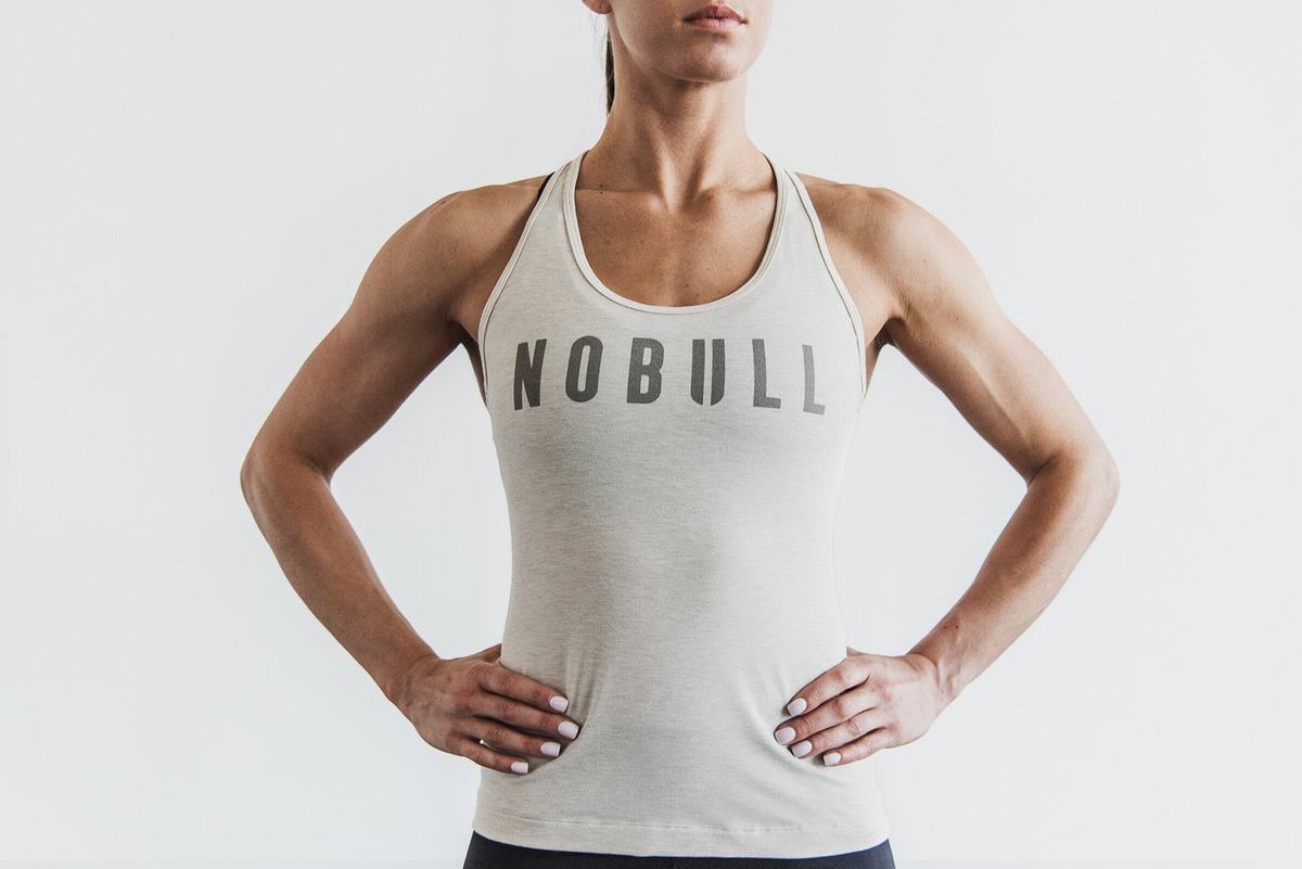 Nobull Racerback Women\'s Tank Tops Beige | Australia (BT4028)